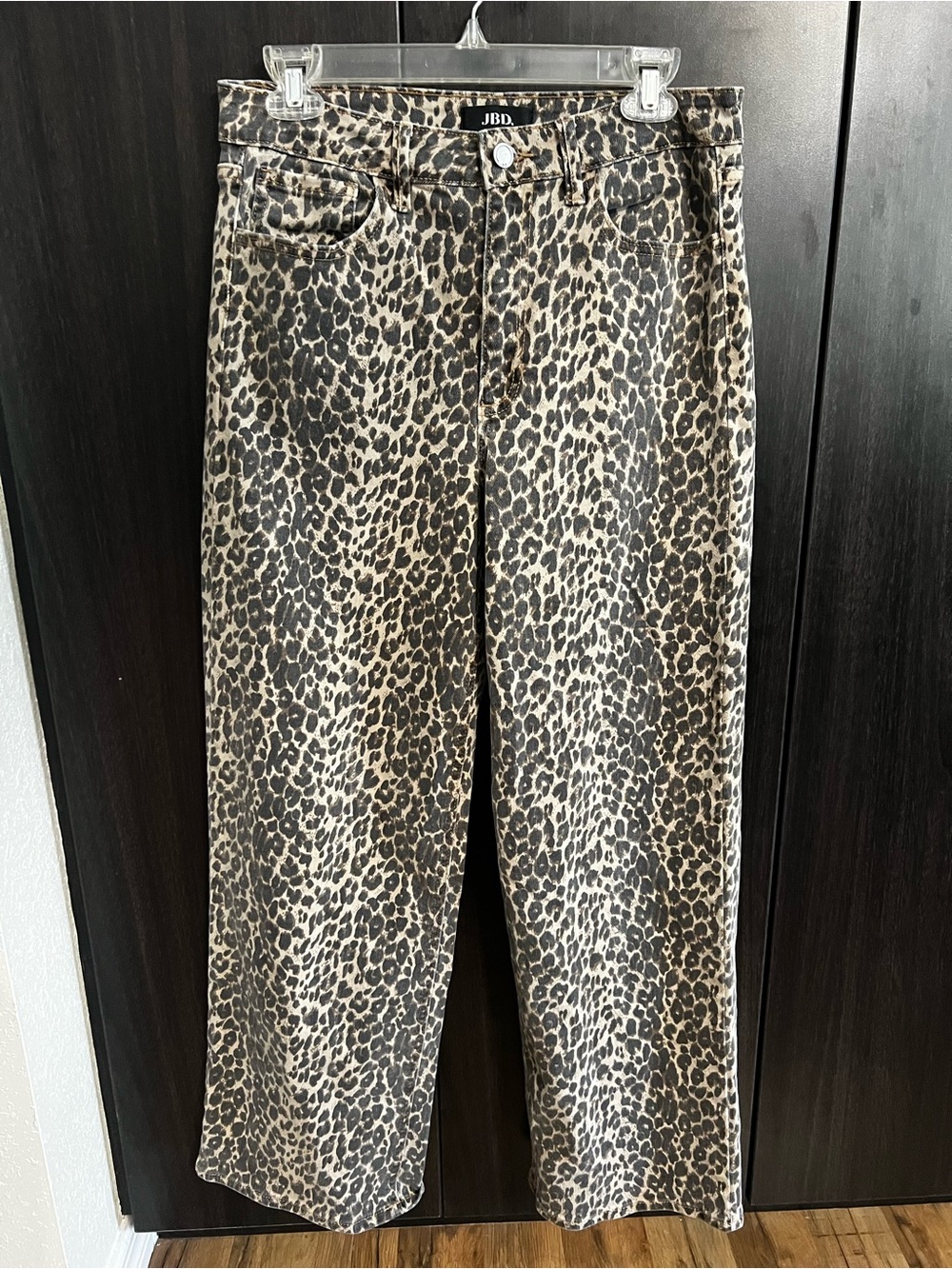 Just Black Leopard Print Straight Jeans